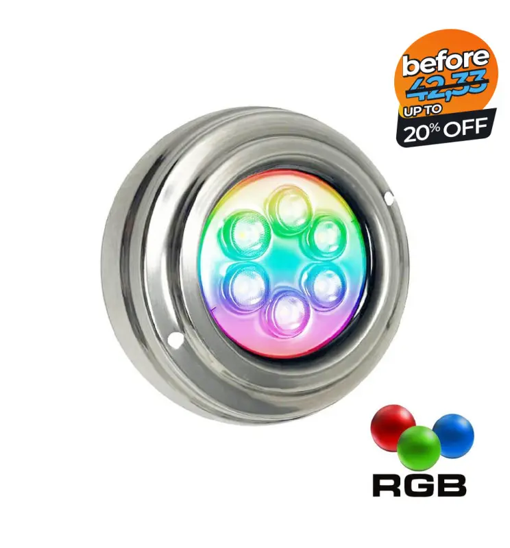 Lámpara LED RGB Sumergible 6W - DC12V - IP68 - Acero Inoxidable 316 - Imagen 1