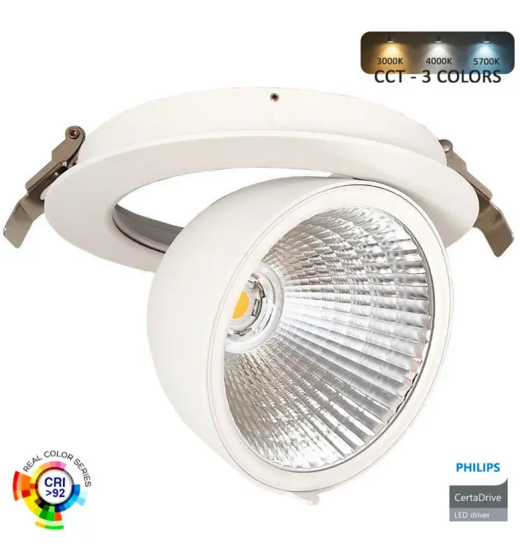 Foco Empotrable LED Direccionable 30W | Philips Certa Drive | Chip Bridgelux | 24º | 3CCT | CRI+92 - Imagen 1