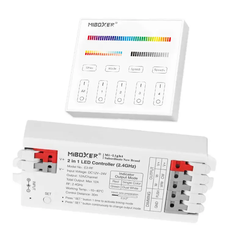 Pack controladora LED CCT - RGB - 12-24V + Panel control remoto - 2,4GHz - Imagen 1