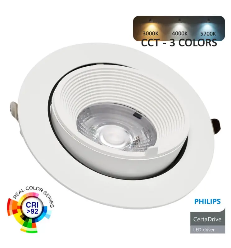 Foco Empotrable Orientable LED - 25W - Driver Philips Certa Drive - 24º - CCT - CRI+92 - Imagen 1