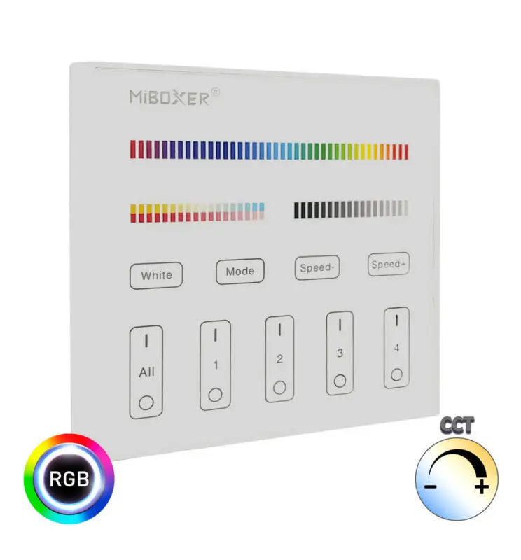 Panel de control táctil RF para pared - LED RGB + CCT - 4 Zonas - Imagen 1