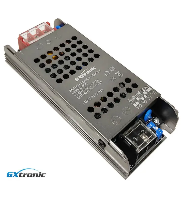 Fuente Alimentación 12V 60W 5A - Aluminio IP20 - GXtronic - Imagen 1