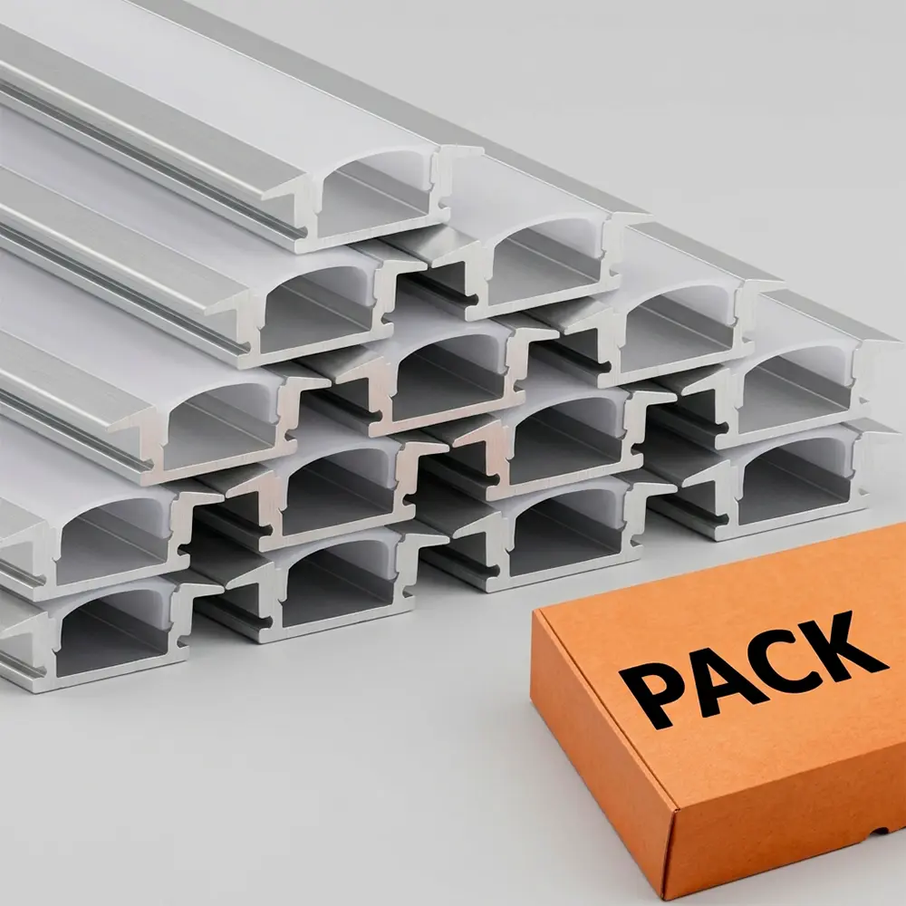 PACK Perfil Aluminio 2 metros para empotrar - ALAS - para Tiras de LED - Imagen 1