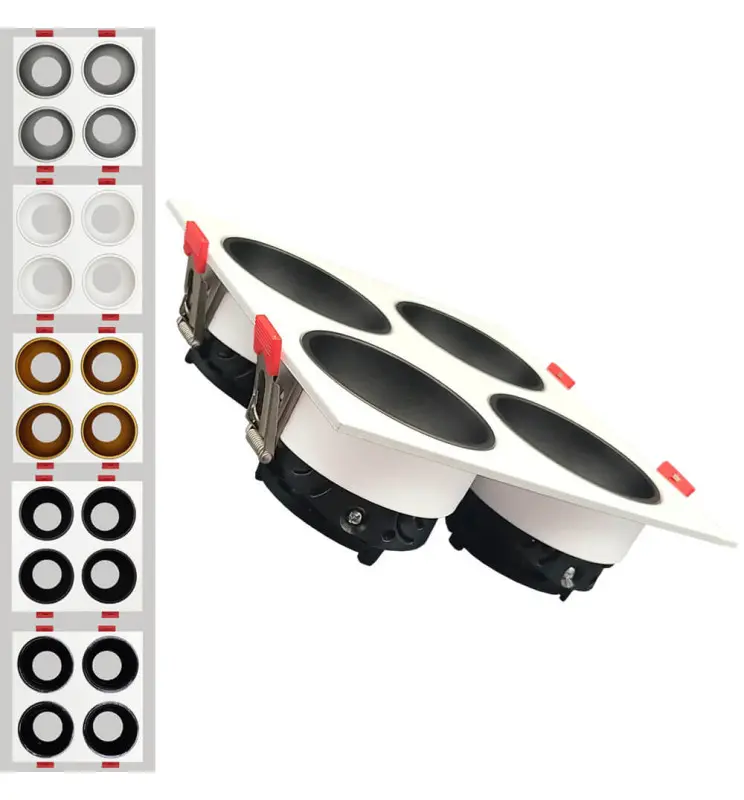 Aro basculante cuádruple - Serie Oculus- GU10-MR16 - Exterior blanco - Imagen 1