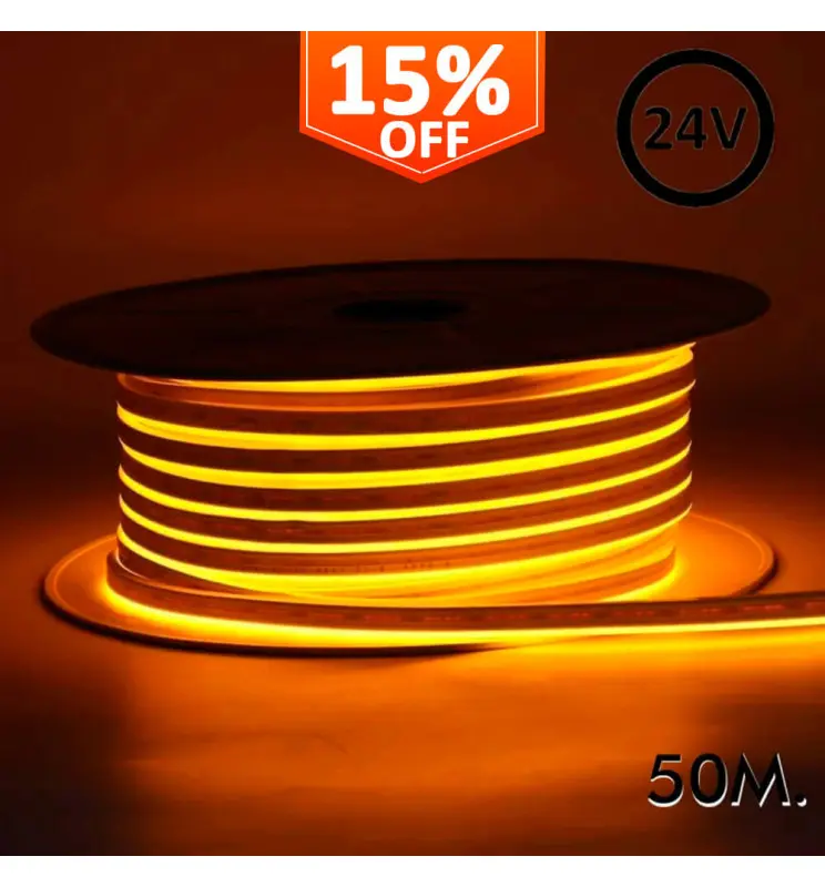 Neón LED Flexible 24V - 13W/m - Bobina 50m - 6x12mm - Naranja - Imagen 1