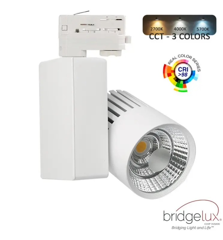 Foco LED 40W GRAZ Blanco Chip Bridgelux 3CCT - Carril Trifásico - 4400Lm - CRI +98 - Imagen 1