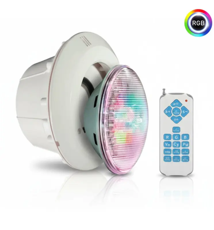 Pack Lámpara LED RGB 45W G53 DC12V + Housing Carcasa Empotrable Para Piscinas | PAR56 | IP68 - Imagen 1