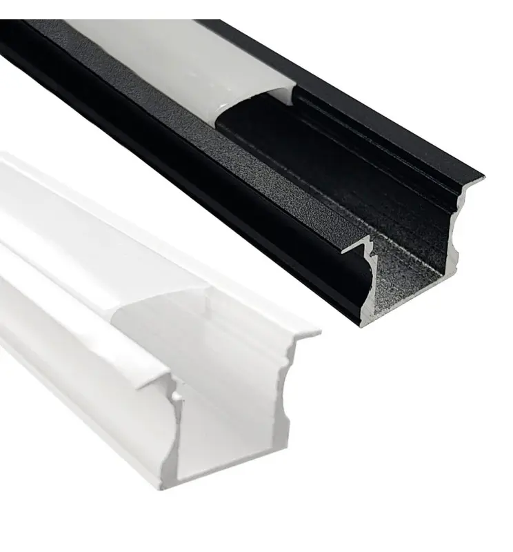 Perfil de Aluminio Empotrable Blanco y Negro | 2 metros | para Tiras LED - Imagen 1