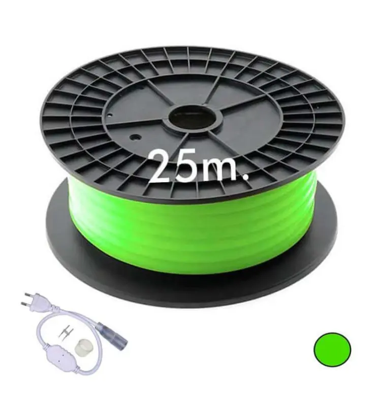 Neón LED CIRCULAR Flexible 220V Bobina 25m 16mm - 7W/m - Verde - Imagen 1
