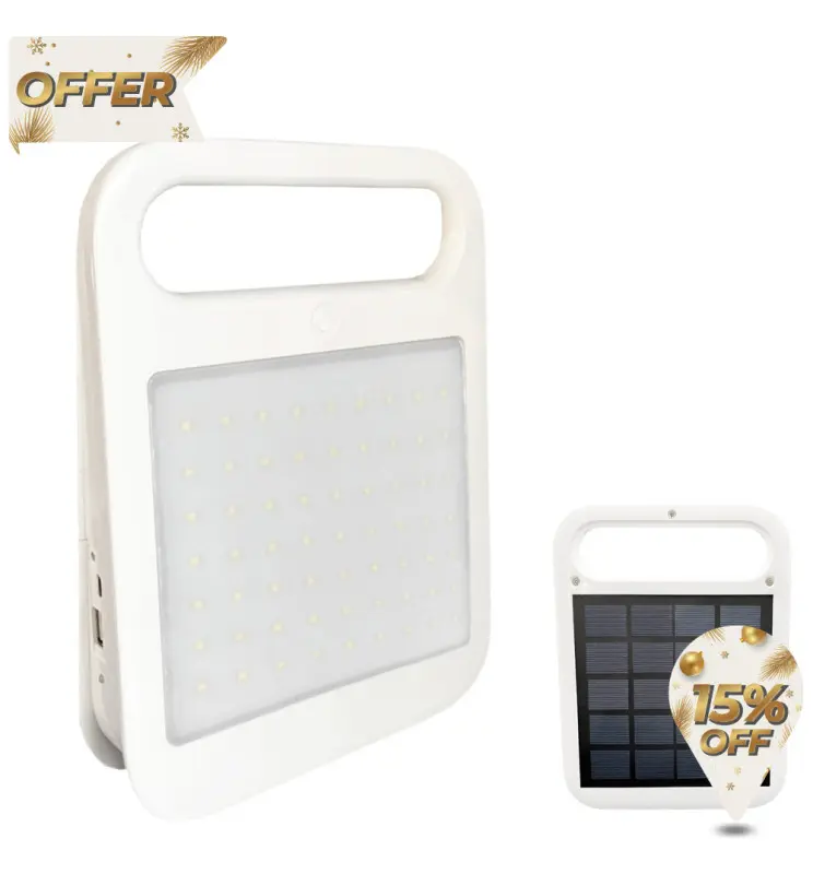 Foco Proyector Solar Portátil Led - 4W - Power Bank + USB Recargable - Imagen 1