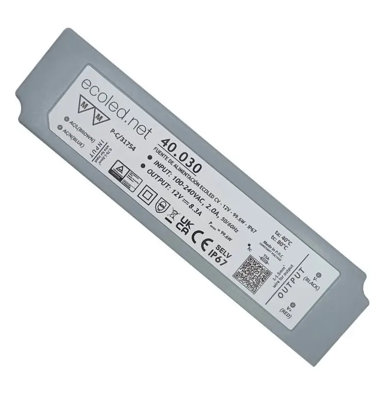 Fuente Alimentación PROFESIONAL 12V 100W - ECOLED - IP67 - TÜV - Imagen 1