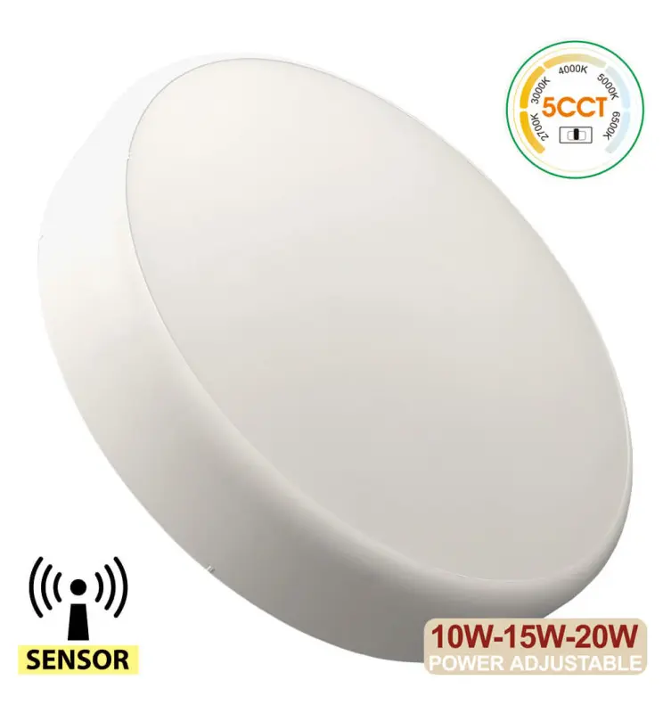 Plafón LED Potencia Ajustable 20W - 15W - 10W - 5CCT - Sensor De Radar - IP44 - Imagen 1