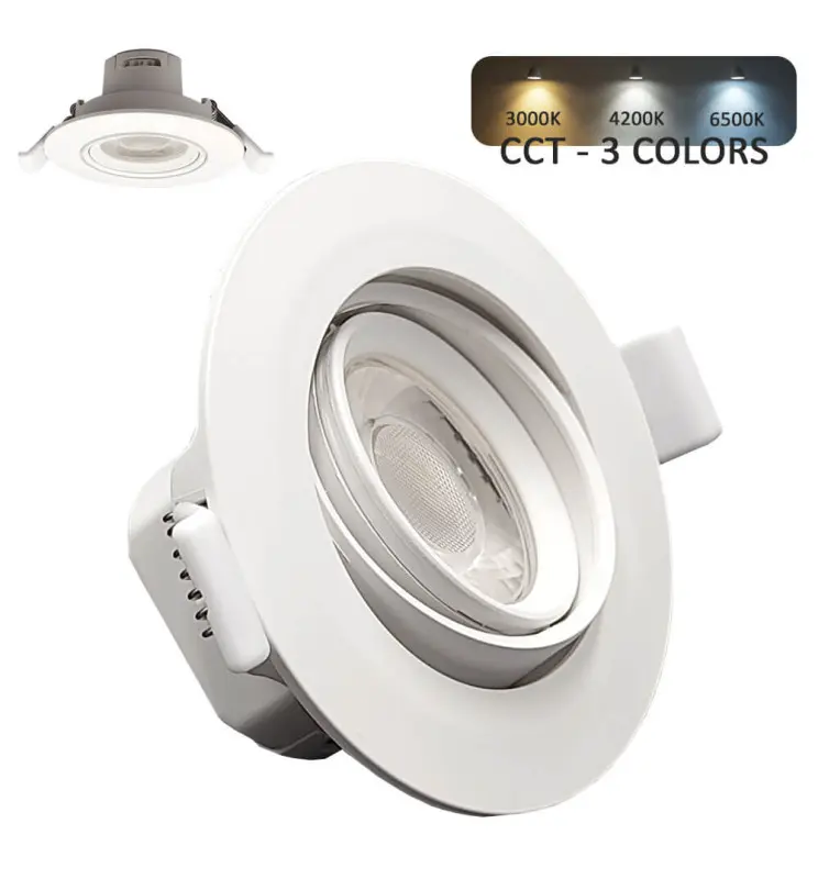 Downlight LED 7W - Rond Blanc - Réglable - CCT Couleur Sélectionnable - Imagen 1
