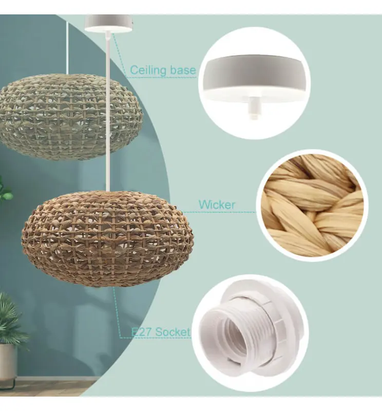 Lampe Suspendue - RATTAN MEDAN - pour LED E27 - Imagen 1