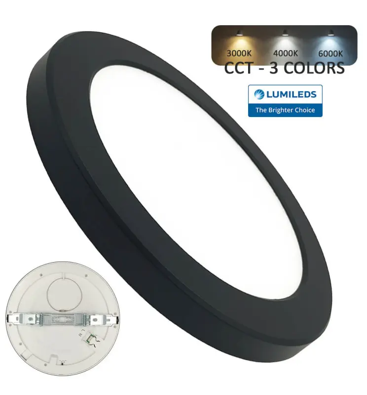 Downlight + Plafón LED - Circular- MOSS NEGRO LUMILEDS - 18W AJUSTABLE - CCT Color Seleccionable - Imagen 1