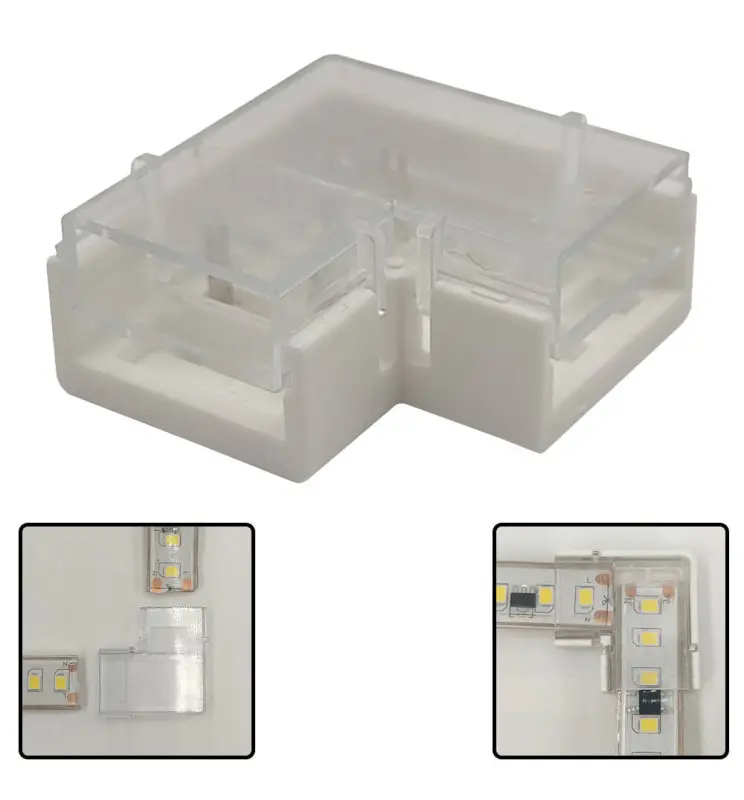 Pack 2 Conector L para Tiras LED COB + SMD - 8mm - 10mm - IP65 - Imagen 1