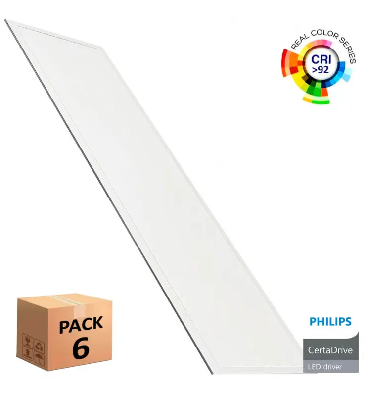 PACK 6 Panel LED 120x30 40W Philips Driver | Aluminio - Imagen 1