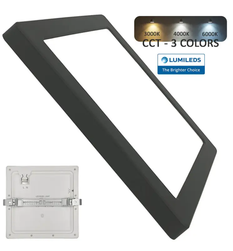 Downlight + Plafón LED - Cuadrado- MOSS NEGRO LUMILEDS- 24W AJUSTABLE  - CCT Color Seleccionable - Imagen 1