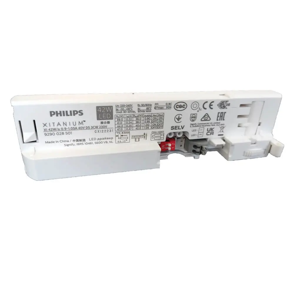 Driver LED Philips XITANIUM para carril trifásico XI 36W-42W/a0.9-1.05A 40V DS 3CW 240V - 5 años Garantía