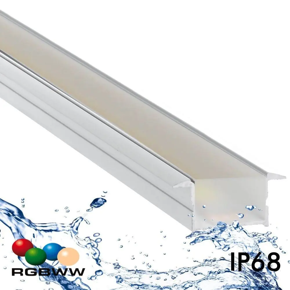 Lineare LED-Leuchte - IP68 - Einbaufähig  - RGB+WW - BERLIN XL ELOXIERT SILBER - 24V