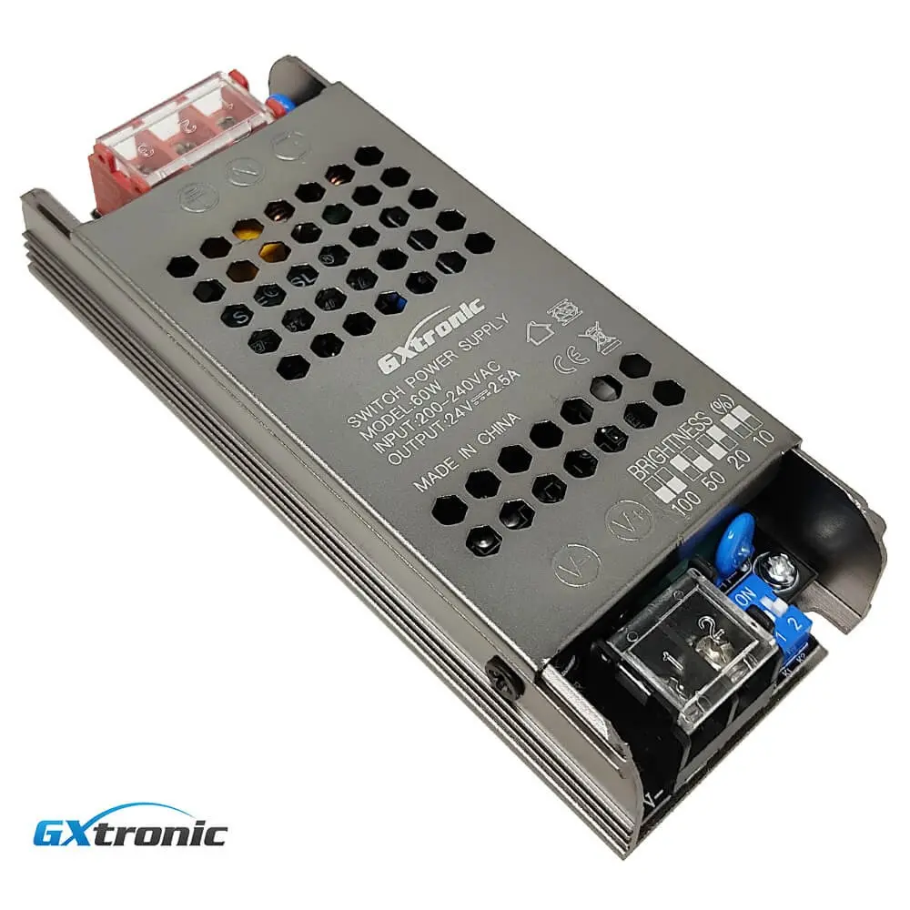 Fuente Alimentación 24V 60W 2.5A - Aluminio IP20 - GXtronic