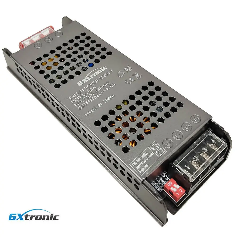 Fuente Alimentación 12V 200W 16,7A Aluminio IP20 - GXTronic