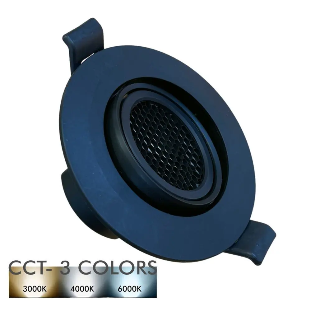 7W Black Round LED Downlight - Adjustable - UGR19 - CCT Selectable Color