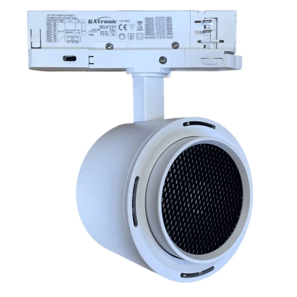 LED TrackLight - Tri Phase -  40W-30W - ROME White  - GxTronic Driver - Adjustable Optics 24º-60º -UGR13- CCT