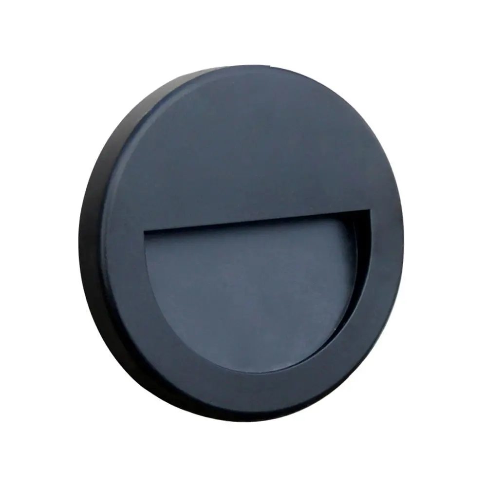 LED Wall Light - Slim - 3W - Black Circular - Surface - Indoor Outdoor - IP65