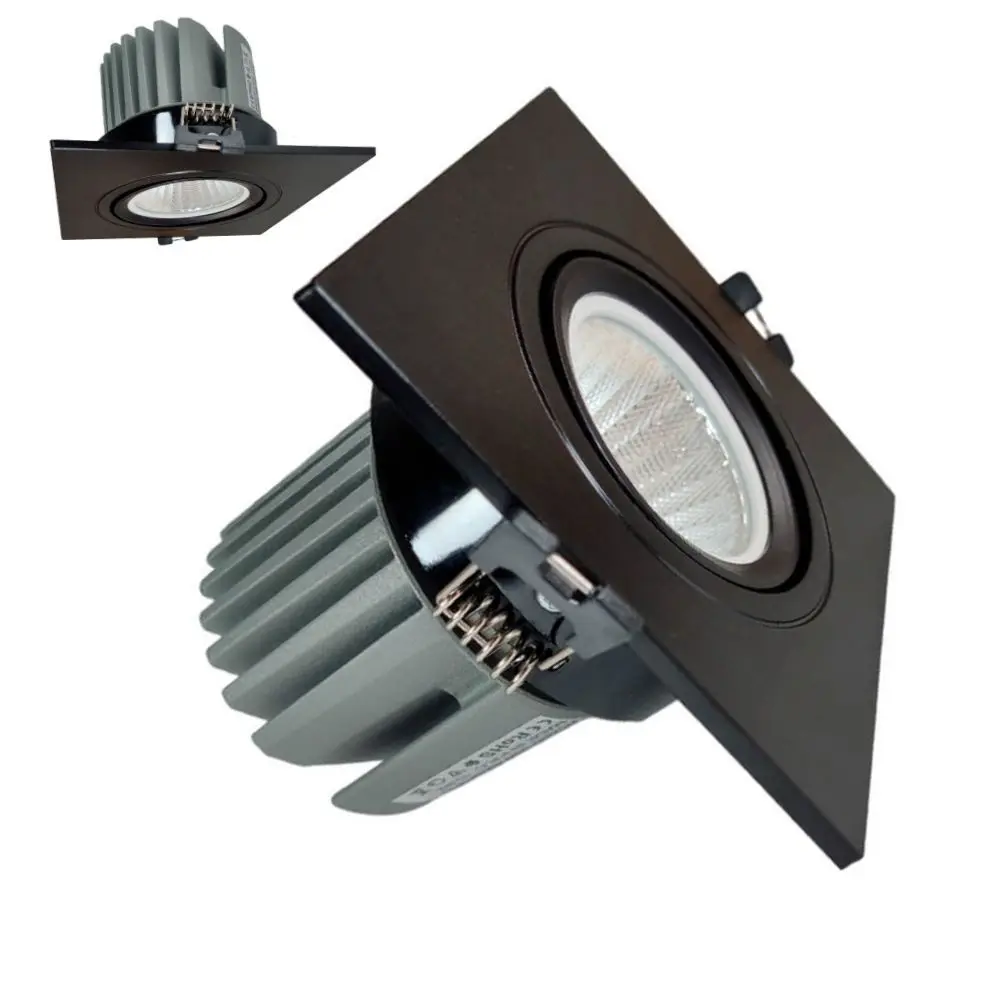15W Square LED Downlight - Adjustable - BLACK - CRI+92 - UGR13