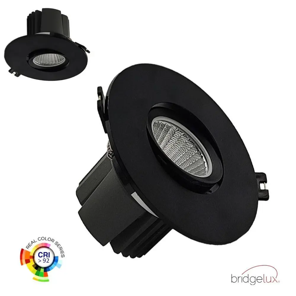 15W Circular LED Downlight - Adjustable - Black- CRI+92 - UGR13