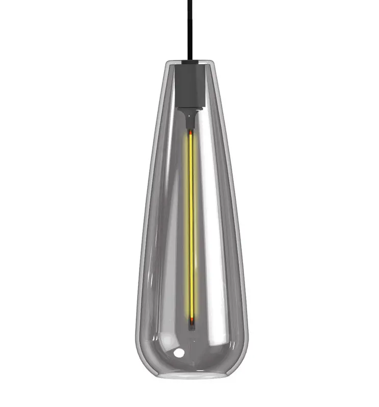 LED Filament Pendant Lamp - Smoked Glass - 4W - Amber