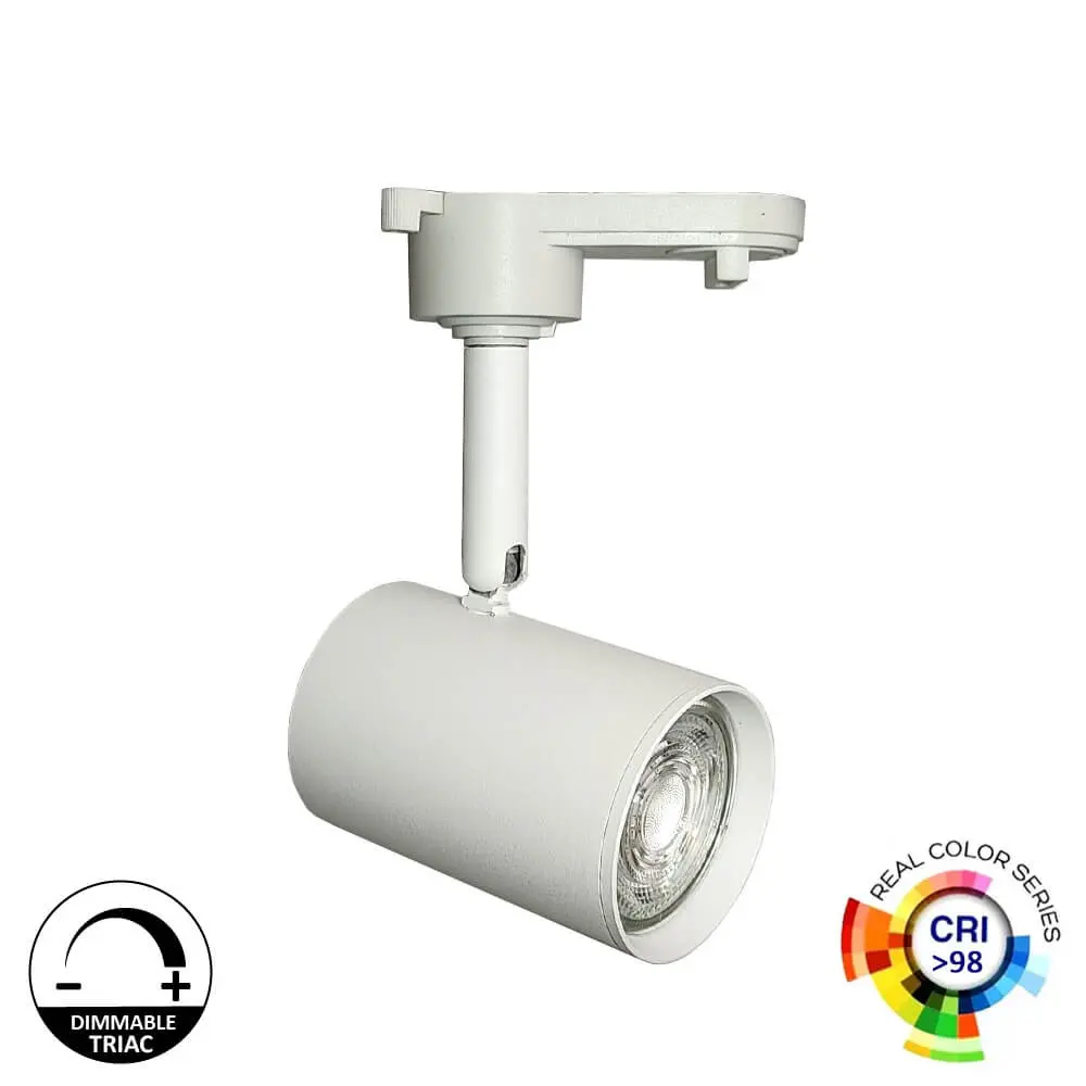 LED Rail Spotlight 8W Single Phase - WHITE - Dimmable Triac - 24º - HIGH LUMEN 150Lm/W - CRI+98