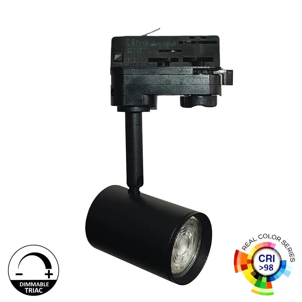 LED Track Light 8W Three-Phase - BLACK - Dimmable Triac - 24º - HIGH LUMEN 150Lm/W - CRI+98