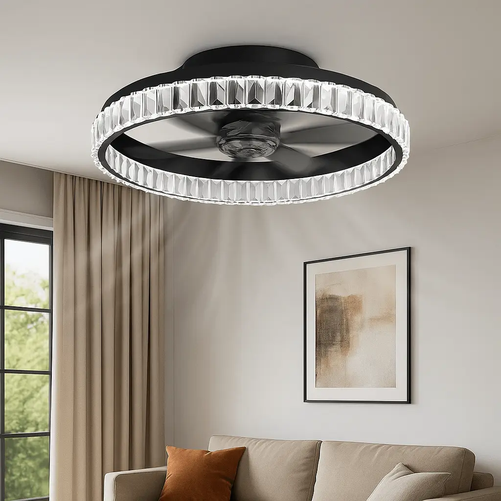 Ventilateur LED de plafond CRETA Noir - 30W 6CCT - IP20 - 50cm