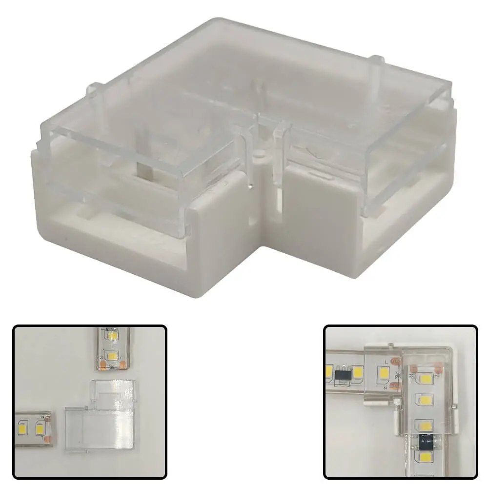 Pack 2 Conector L para Tiras LED COB + SMD - 8mm - 10mm - IP65