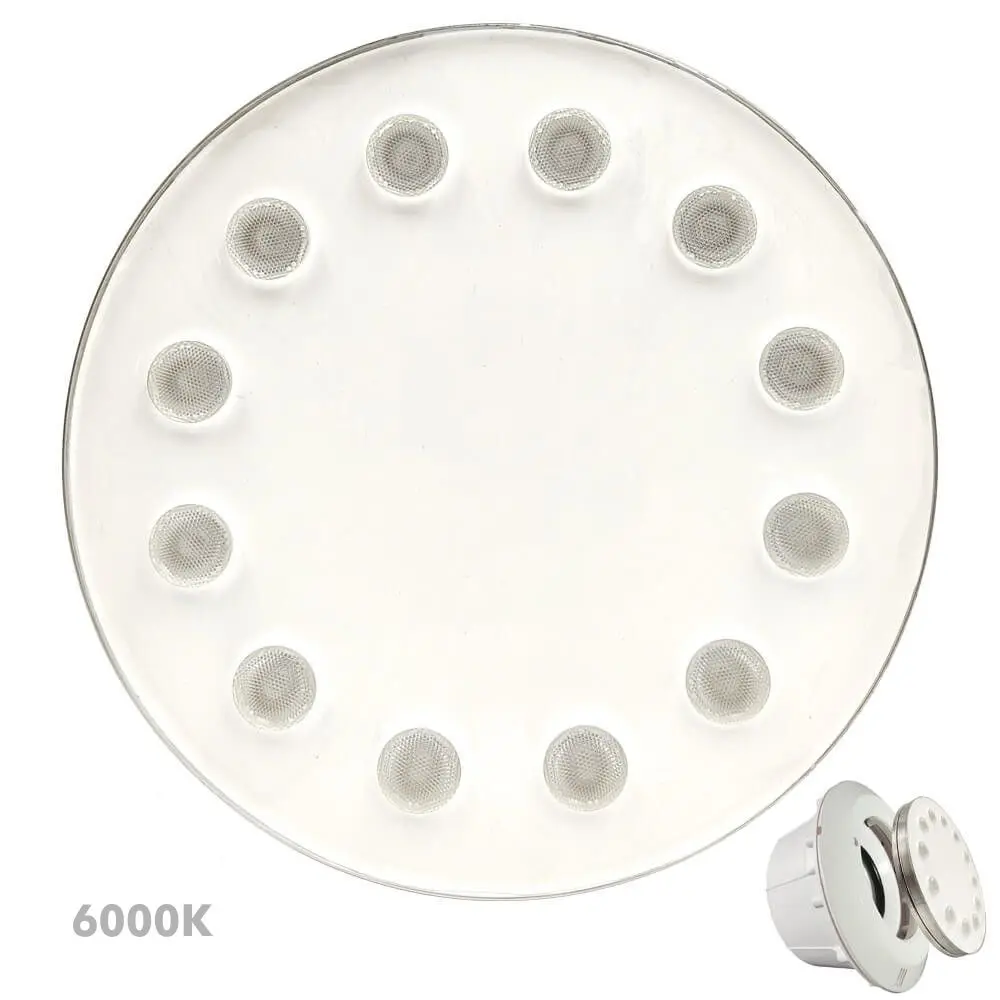 Hvit LED-Pære 6000K nedsenkbar 36W PAR56 - DC12V - IP68 - Stål 316 - IK10 - Svømmebasseng