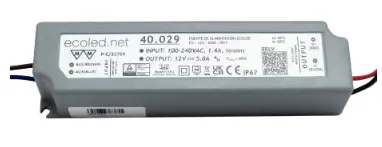 Fuente Alimentación PROFESIONAL 12V 60W - ECOLED - IP67 - TÜV