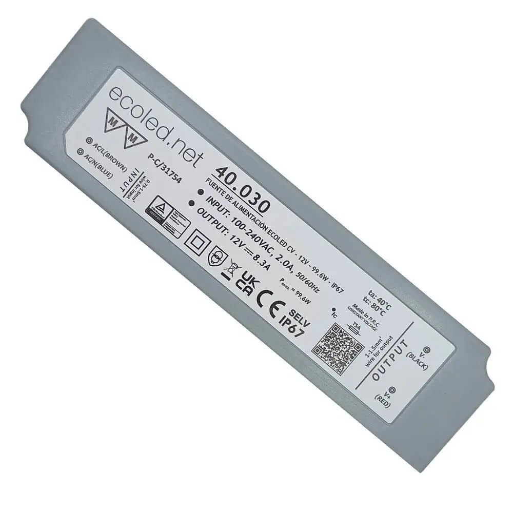 Fuente Alimentación PROFESIONAL 12V 100W - ECOLED - IP67 - TÜV