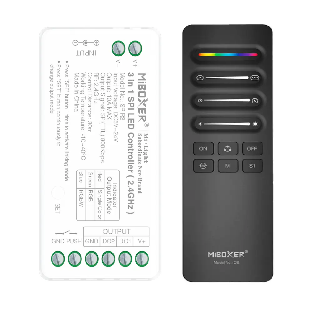 Pack Controladora LED SPI digital  RGB - RGBW - RGBIC - 5-24V + Control remoto