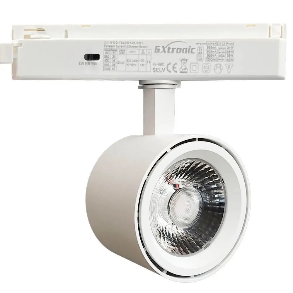 LED Track Spotlight 40W - 28W ODENSE White Single-Phase Track - CCT - CRI+92 - UGR13 - 24º