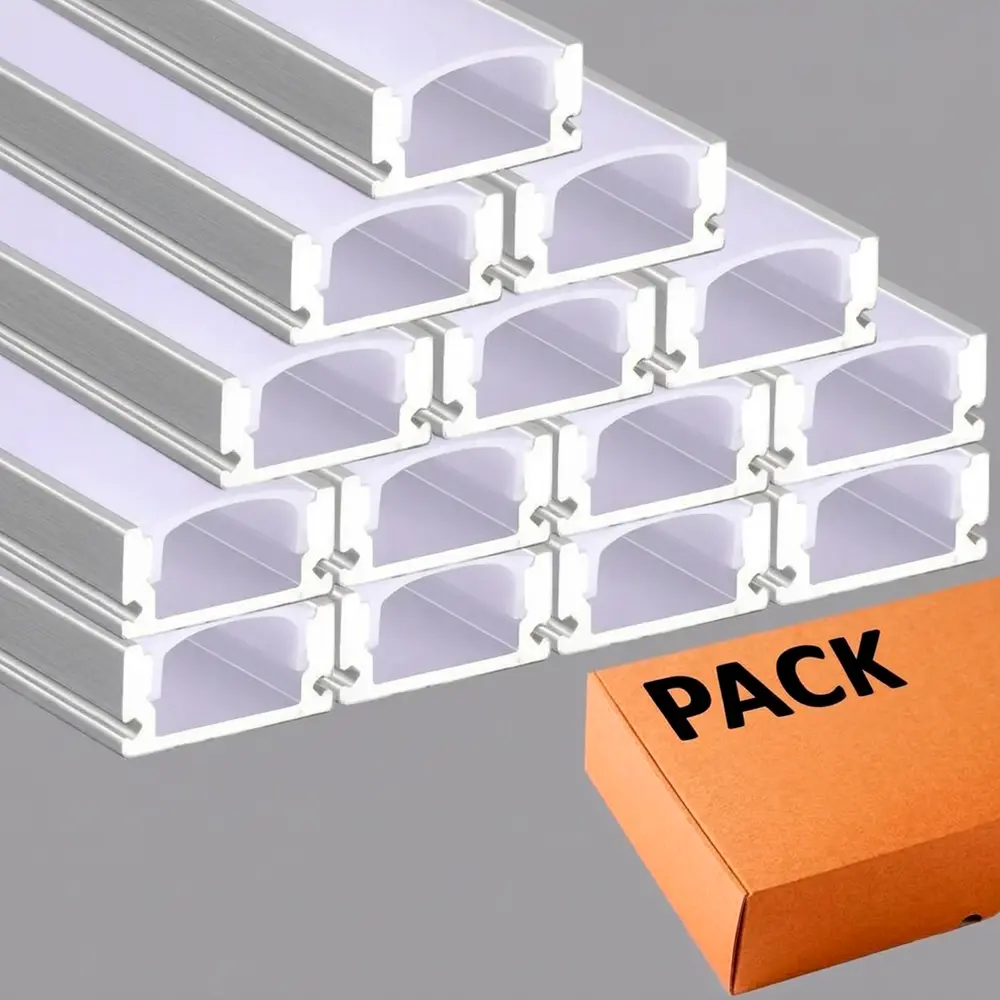 PACK - Profilo  Alluminio - 2 Metri - U - per LED