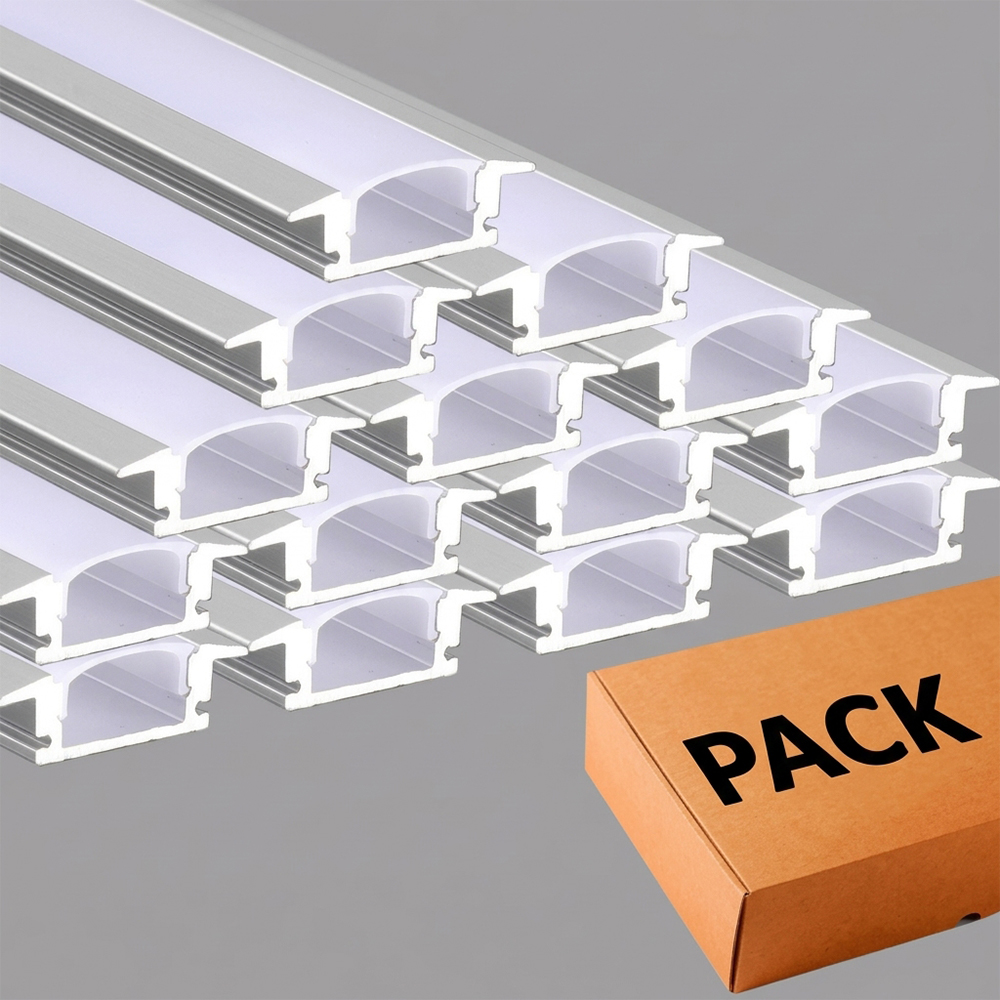 PACK - Aluminum Profile 2 meters Recessed - ALAS (Wings) - for LED Strips