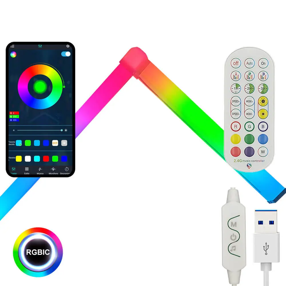 Aplique LED de Pared 10W - Ambient Light - RGBW DIGITAL + Control remoto + App - 150cm