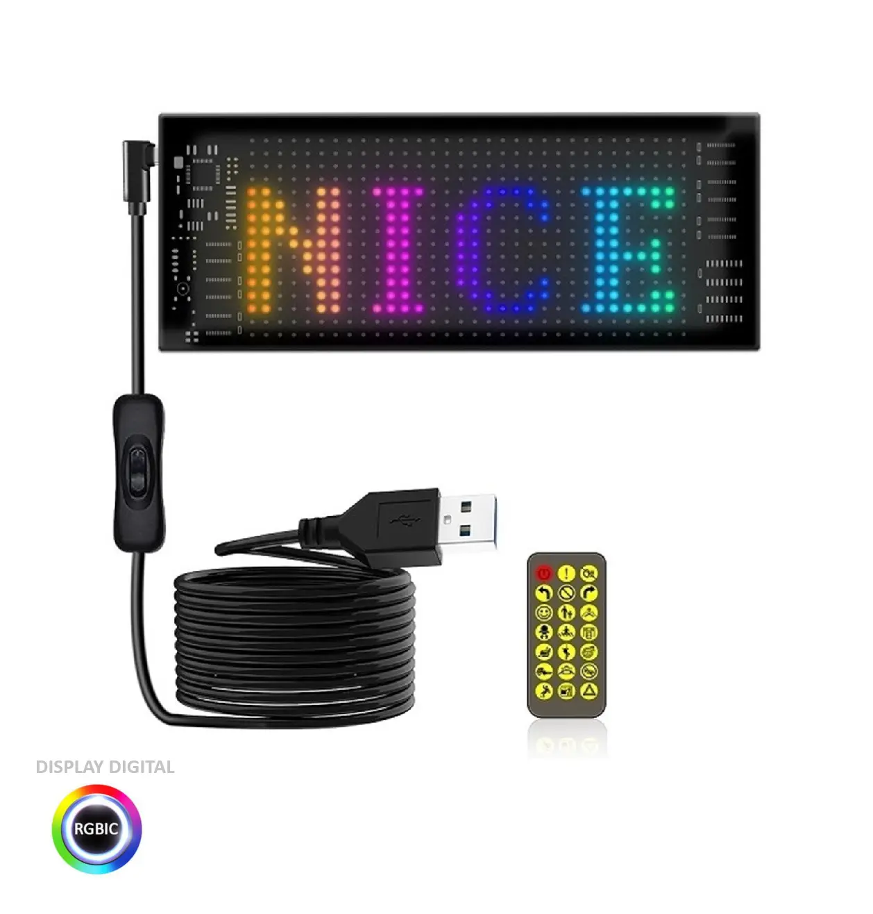 Digital RGB-skjerm MINI MAGIC FLEX - Fjernkontroll + App - 512 Piksler - IP65 - 5V