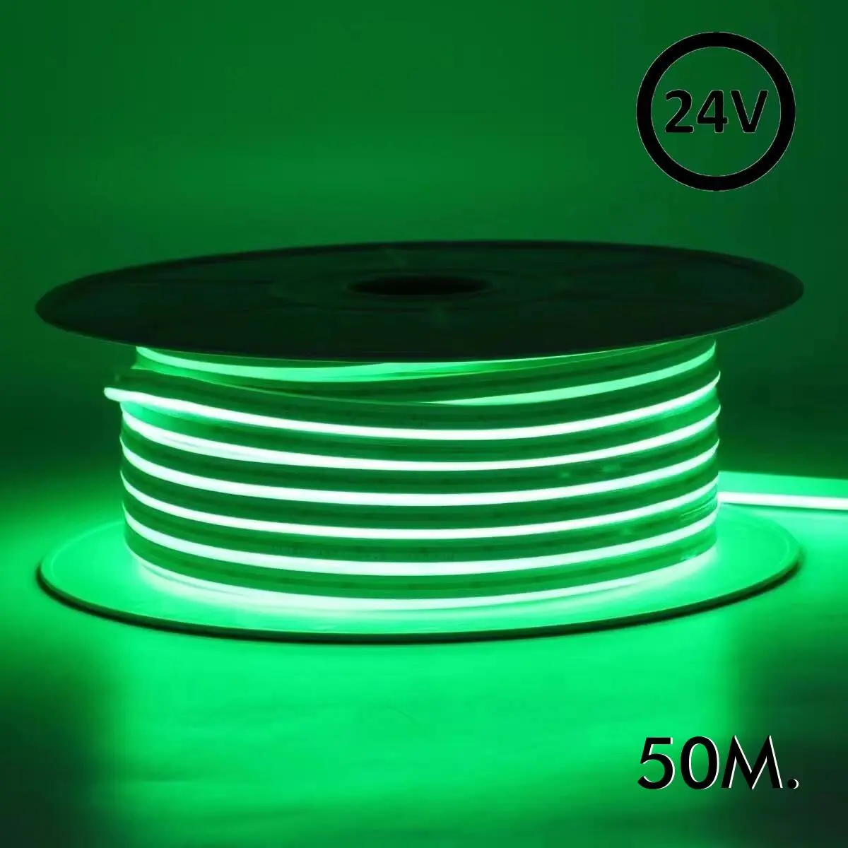 Flexible LED Neon 24V - 13W/m - 50m Roll - 6x12mm - Green