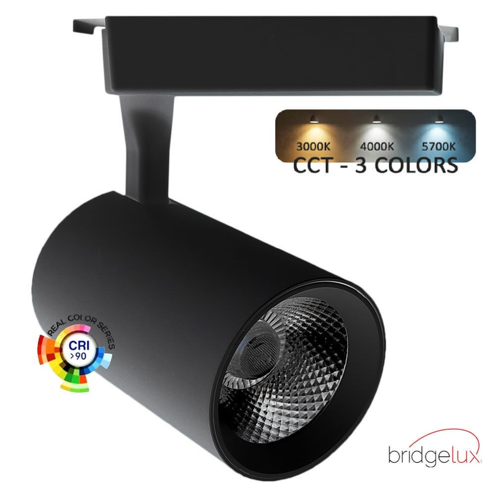 LED Track Spotlight 30W PARMA Black Single-Phase Track - CCT - CRI+92 - 48º