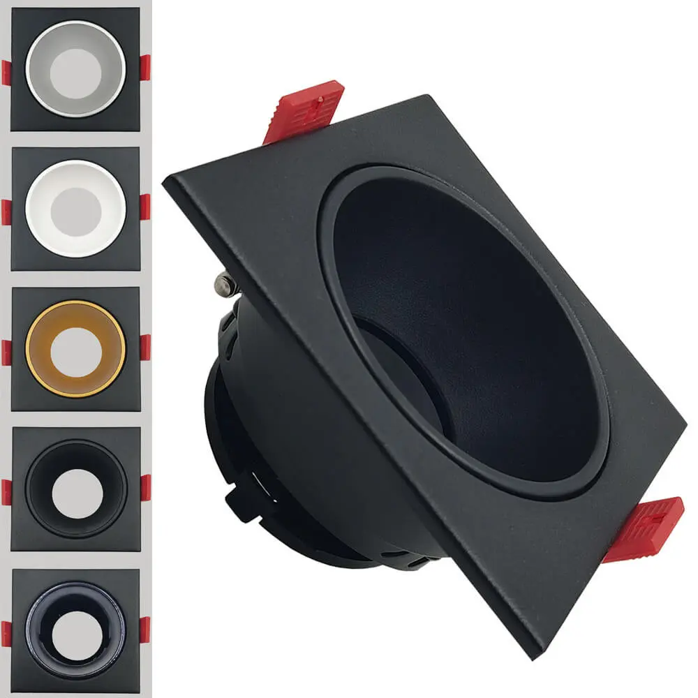Aro Cuadrado Basculante - Serie Oculus  - GU10-MR16 - Exterior Negro