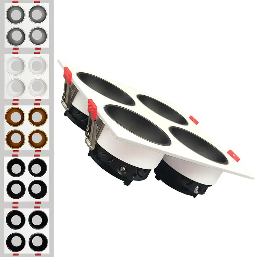 Aro basculante cuádruple - Serie Oculus- GU10-MR16 - Exterior blanco