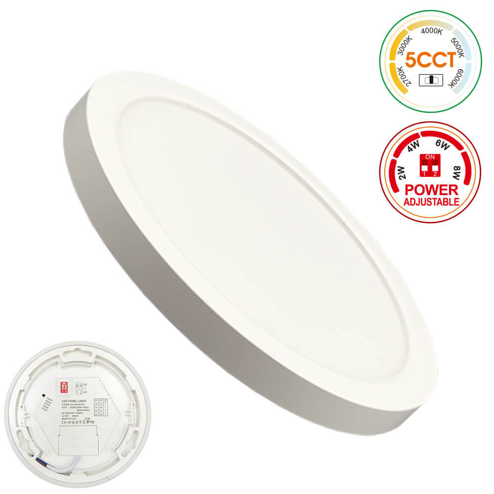 Ceiling Light + LED Downlight - Circular - BONN White - Adjustable Power 8W - 6W - 4W - 2W - 5CCT - SMD2835 140Lm/W - IP44